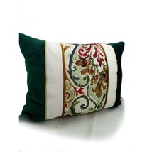Luxury Pillow, Beautiful Design, High Quality, Green Velvet Floral Cotton 16x18&quot; - £44.65 GBP