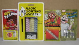Magic Relighting Candles, Bug In Ice Cubes, Hot Toothpicks, Hot Tea Bag Joke Gag - £8.70 GBP