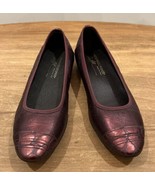 DONALD J. PLINER Hideyo Wine Metallic Flats Cap Toe Croco Womens US 6M $235 - €61,17 EUR