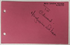 Mary Louise Wilson Autographed Vintage 4x6 Signature Page - £7.98 GBP