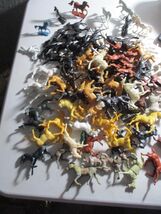 258 Vintage Marx MPC Rubber Plastic Cowboys Indians Horses Fence LOT 196... - $39.59