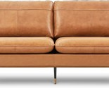 79&quot; Top-Grain Leather Sofa, 3 Seater Leather Couch, Mid-Century Modern C... - £1,158.30 GBP