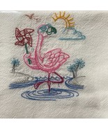 Dishtowels Dishtowel Flamingo Whirligig 100% Cotton Machine Embroidered ... - $13.51 CAD