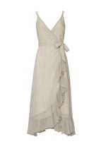 ALLSAINTS Dayla Speckle Dress Oyster Wraparound Ruffle Trim Size 8 New - £91.80 GBP