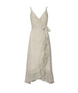 ALLSAINTS Dayla Speckle Dress Oyster Wraparound Ruffle Trim Size 8 New - $164.45 CAD