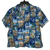 Hilo Hattie Hawaiian Vintage Cotton Button Up Shirt Men XL Native History Print - £19.75 GBP