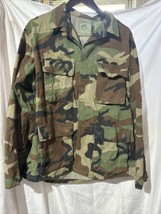 Vintage US ARMY Combat BDU Woodland Camo Field Jacket Shirt Medium Reg 1985 - £23.25 GBP
