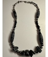 Himalayan Sulemani Agate Eye Bead Necklace Snowflake Obsidian Hematite 2... - $831.03 MXN