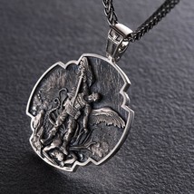 Ukrainian warrior. Prayer to Archangel Michael Silver 925 Pendant Necklace Style - £180.86 GBP