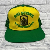 Vintage Mesh Snapback Trucker Hat Yellow Green Farm Big Stone Inc Made i... - $24.70