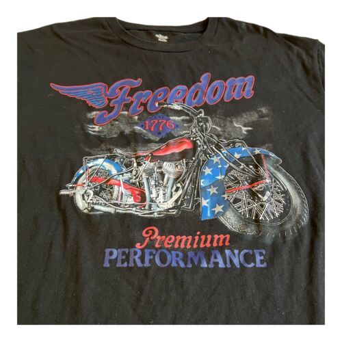 Primary image for Biker Tshirt Patriotic Men 1776 Freedom Premium Performance Black Tshirt 2XL XXL