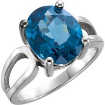 Authenticity Guarantee 
Platinum Oval London Blue Topaz Solitaire Ring - £1,442.07 GBP