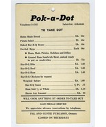 Pok-A-Dot Ham Shop Menu Lakeview Arkansas Bar B Que Take Out 1940's - $63.29