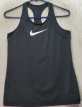 Nike Activewear Tank Top Women&#39;s Small Black Dri Fit Sleeveless Logo Rou... - $14.86