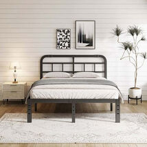 King Size Heavy Duty Black Metal Platform Bed Frame With Headboard - $276.94