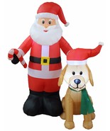 5 Foot Christmas LED Inflatable Santa Claus Dog Sugarcane Yard Garden De... - £51.66 GBP