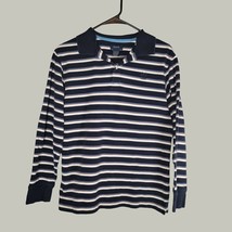 Izod Youth Polo Shirt Size XL 18/20 Youth Classic Style Long Sleeve Blue Striped - $12.99