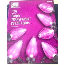 Home Accents Purple Transparent Lights 25 Count C9 LED Indoor Outdoor - £11.76 GBP