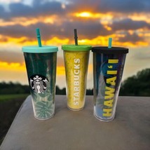 Lot Of 3 Starbucks Tropical + Pineapple + Hawaii  Travel Tumbler Cold Cu... - £30.62 GBP