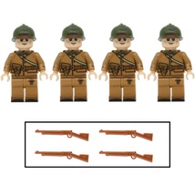 4pcs WW2 French Infantry Soldiers Minifigures Set Weapons and Accessories - £11.78 GBP