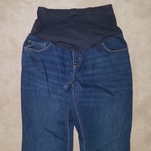 Old Navy Maternity Blue Jeans Straight Denim Pants Dark Wash Full Panel ... - $19.75