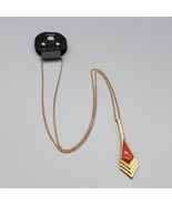 Jeune Colette Necklace Earring Set Red Swirl Pendant Gold Tone Stud Pierced - $557.69 MXN