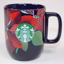 Starbucks Cobalt Blue Mug 12 oz Poinsettia Christmas Holiday 2020 Coffee... - £8.76 GBP