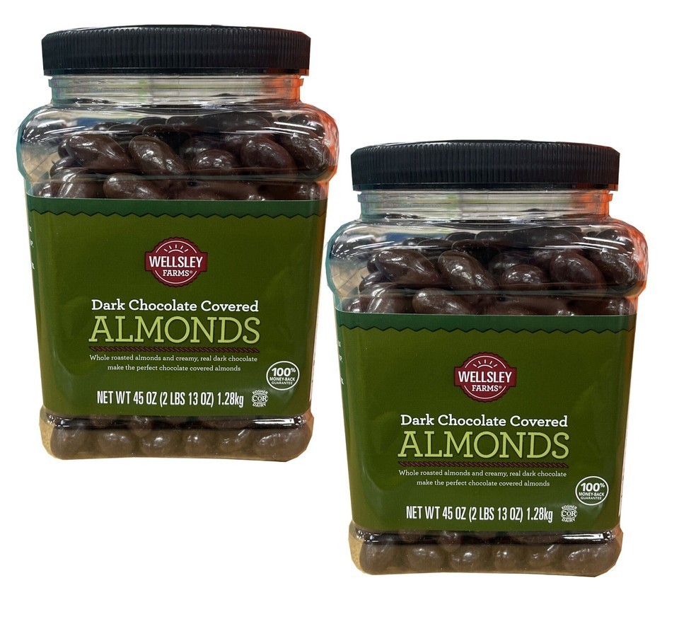 2 packs Wellsley Farms Dark Chocolate Covered Almonds, 45 oz. - $62.50