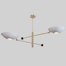 Mid Century Style 2 Lights Modern Brass Sputnik Light Chandelier - £242.58 GBP