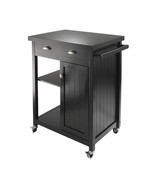 Black Wooden Kitchen Cart Island Rolling Storage Table Utility Cabinet S... - £304.03 GBP