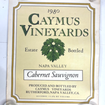 Caymus Vineyards Napa Valley 1980 Vtg Wine Label Poster Cabernet Sauvign... - £114.52 GBP