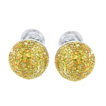 Round Simulated Yellow Diamond Berry Stud Earrings 14K White Gold Plated... - £68.74 GBP