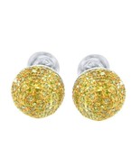Round Simulated Yellow Diamond Berry Stud Earrings 14K White Gold Plated... - £67.67 GBP