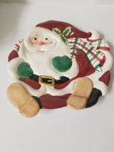 Fitz and Floyd Plaid Christmas Santa Canape Plate - $9.79