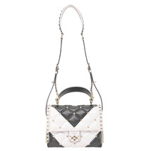 Valentino Medium Candystud Top Handle Bag In And White Leather Women Bl ... - £735.71 GBP