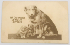 VTG Momma Dog w/Two Puppies Postcard You Can Snuggle Up To Me Anytime - £6.84 GBP