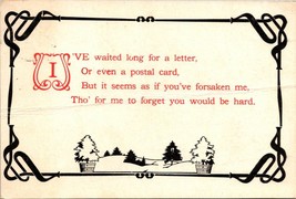 I&#39;ve Waited Long For A Letter, Or Even... Posted 1912 Antique Vintage Postcard - £5.98 GBP