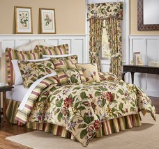 Waverly Laurel Springs Parchment 4P Queen Comforter Set Reversible Floral NEW - £192.56 GBP