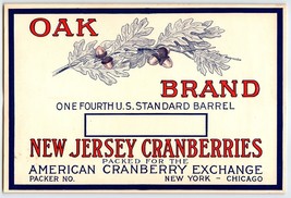 Oak Brand Cranberries New York Chicago Fruit Crate Label Original Vintage 1930&#39;s - £8.59 GBP