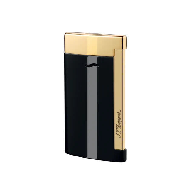 S.T. Dupont Lighter - Slim 7 Lotus Black &amp; Gold Finish - 027708 - $204.09