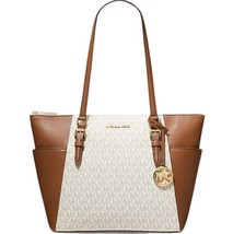 Michael Kors Charlotte Handbag/Purse Shoulder Bag Tote ~ Vanilla ~ Top Zip- Logo - £119.56 GBP