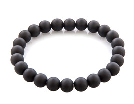 Stackable Matte Black 8mm Stone Stretch Buddha Bracelet Mens Unisex NEW - £9.34 GBP