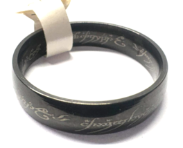 LOTR Lord of the Rings One Ring Stainless Steel 6 Black Enamel Elvish Wr... - $462.37 MXN