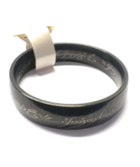 LOTR Lord of the Rings One Ring Stainless Steel 6 Black Enamel Elvish Wr... - $462.37 MXN