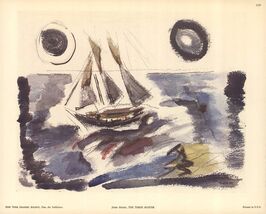 JOHN MARIN The Three Master 10" x 12.5" Lithograph 1965 Modernism Multic... - $55.44