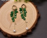 Ter pearl long drop earrings for women s party green jade handmade vintage jewelry thumb155 crop