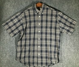 Munsingwear Button Up Pocket Shirt Blue/Tan Plaid Medium Mens M Short Sl... - $12.73