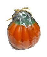 Vintage Molded Halloween Orange Pumpkin Candle Fall Autumn Unscented Wax - £12.26 GBP