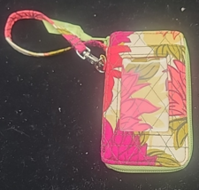 Vera Bradley Small HELLO DAHLIA Wristlet Wallet 3&quot;x 7&quot; Credit Cards IDs Euc - $13.99