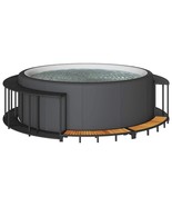 vidaXL Hot Tub Surround Black PE Rattan Large Hot Tub Surround Round - $565.21 CAD